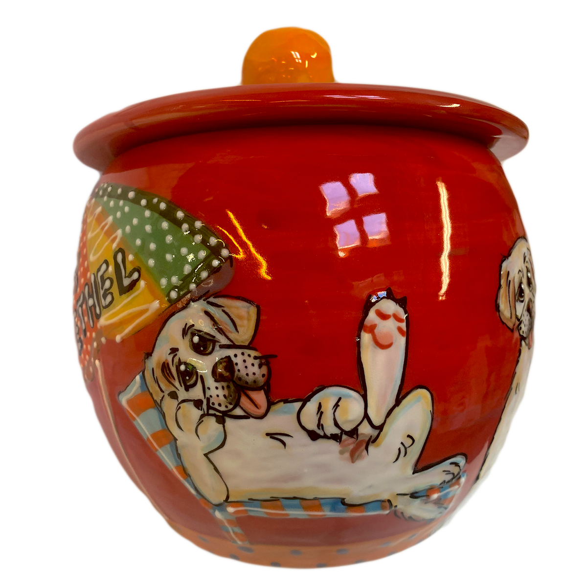 Custom Personalized Yellow Labrador Treat Jar Debby Carman Faux Paw