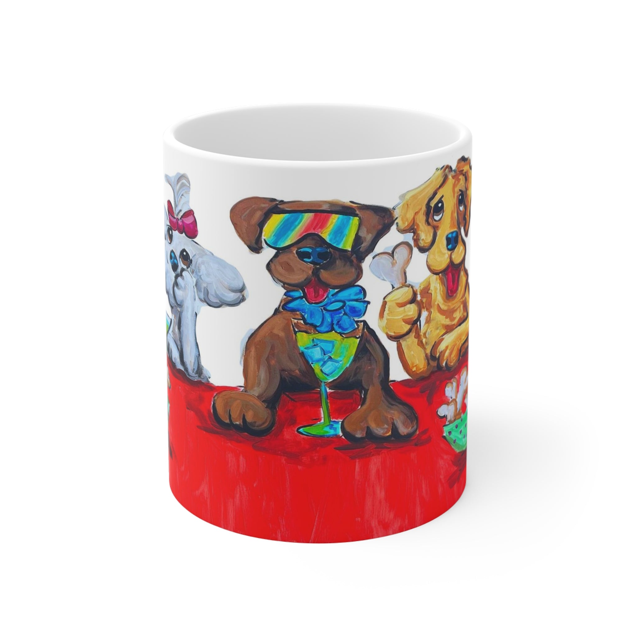 Yappy Hour Pooch Party 11 oz Ceramic Mug by Debby Carman