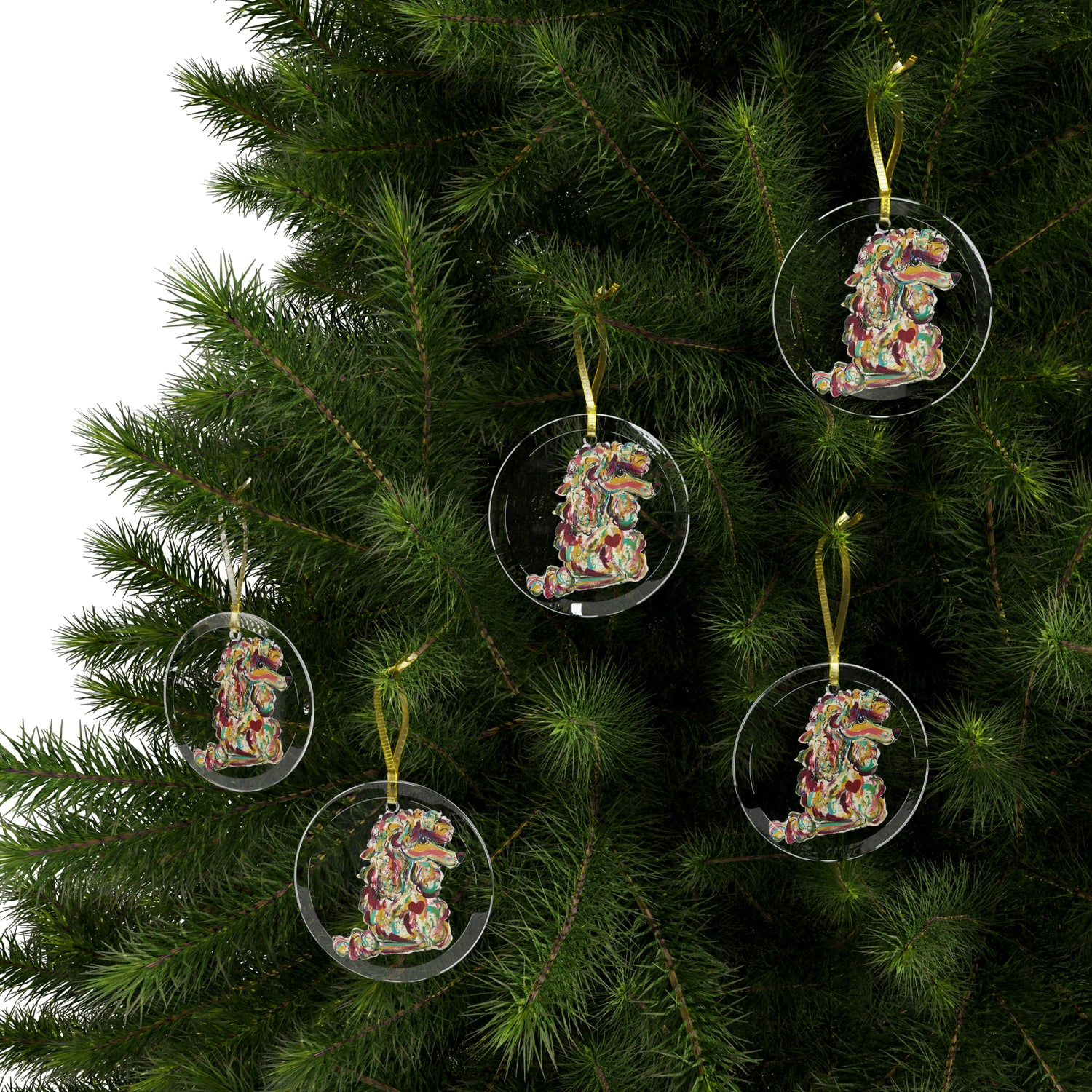 Poodle Glass Ornaments