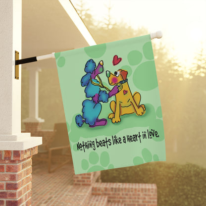 Woofy Whimsy Heart Double-Sided Garden Flag and House Banner