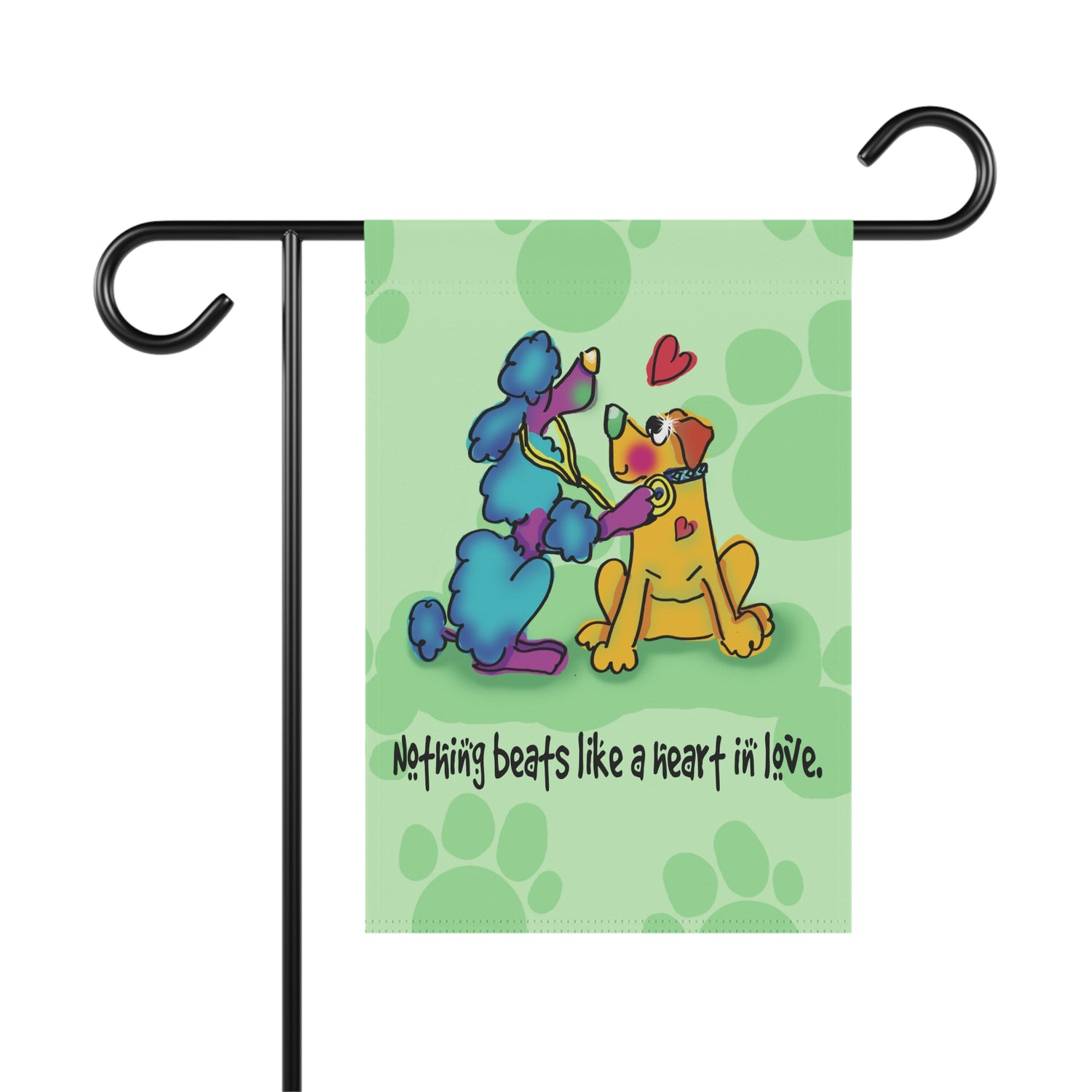 Woofy Whimsy Heart Double-Sided Garden Flag and House Banner