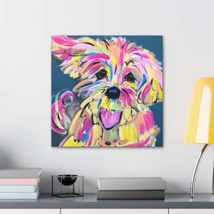 Colorful Happy Dog Face Painting by Pet Artist Debby Carman - Premium Canvas Artwork for Pet Lovers