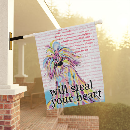 Heart Thief Canine Garden Flag and House Banner