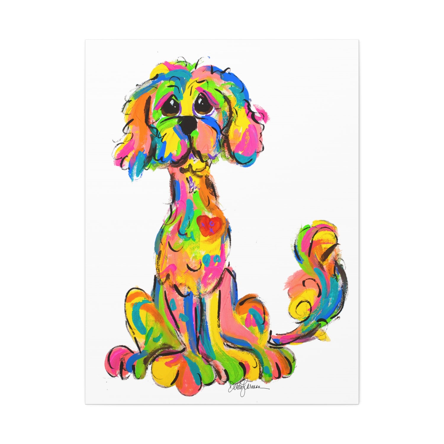 Golden Palz by Debby Carman Rainbow Dog Giclee Painting on Canvas Stretched