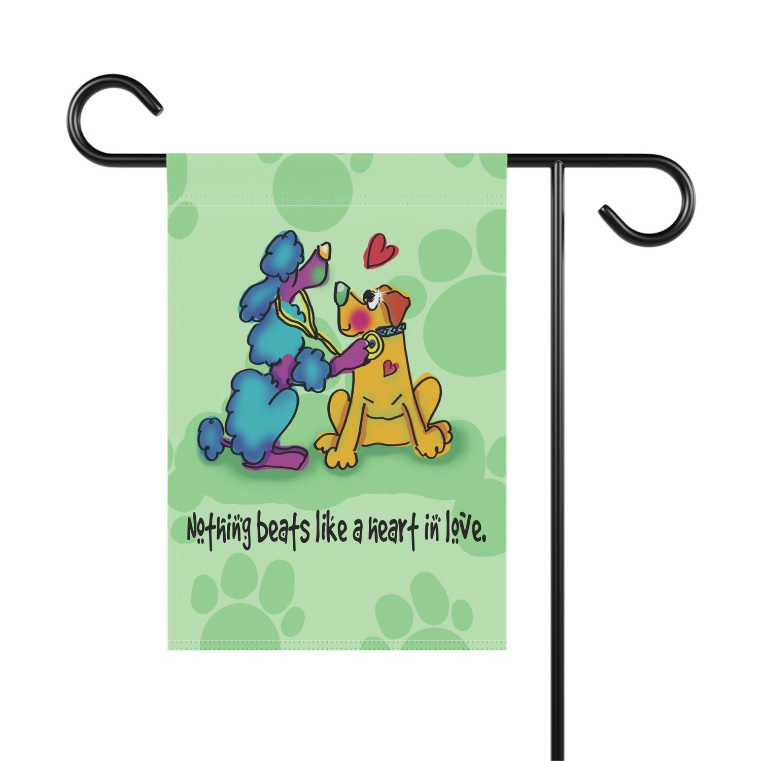 Woofy Whimsy Heart Double-Sided Garden Flag and House Banner