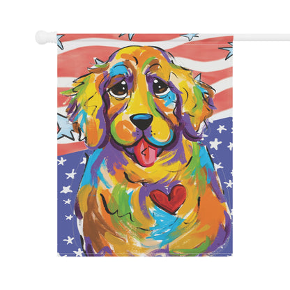 Patriotic Pup House and Garden Banner