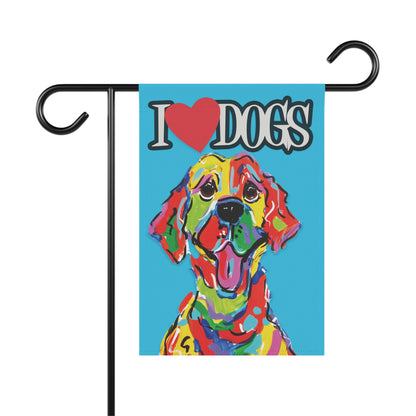 I HEART DOGS Double-Sided Garden Banner - Available in Two Sizes