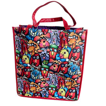 Rear view of the 'Furrfuggnoogins' tote, presenting a continuation of Debby Carman's distinctive artwork.