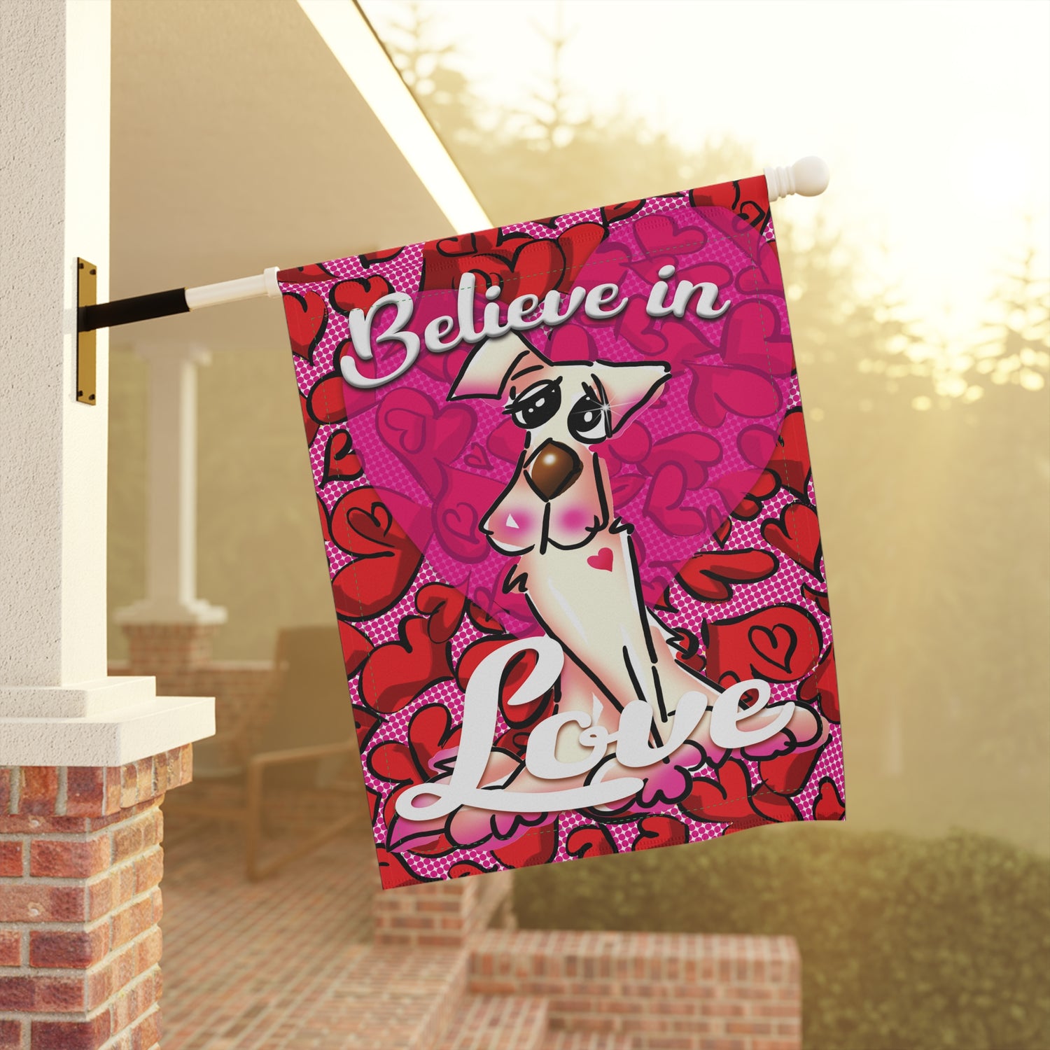 &quot;Believe in Love&quot; Heartful Pet Garden Flag and House Banner