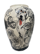 Black and White flowers with dogs