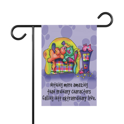 Cartoon Love Whimsy Garden Flag