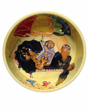 Sunny Daze reading a book :Cavalier King Charles Dog Bowl - black and tan