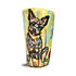 A hand-painted 16 oz mug featuring an alert Australian Cattle Dog set against a bright yellow background, embodying the lively spirit of the breed, crafted by Debby Carman.