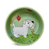 Hand-painted ceramic bowl with a Sealyham Terrier, heart designs, and a butterfly by Debby Carman, food safe, microwave and dishwasher safe, a bowl full of love, available at FauxPaw.com.