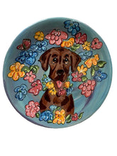 Chocolate Labrador flower garden Serving Platter