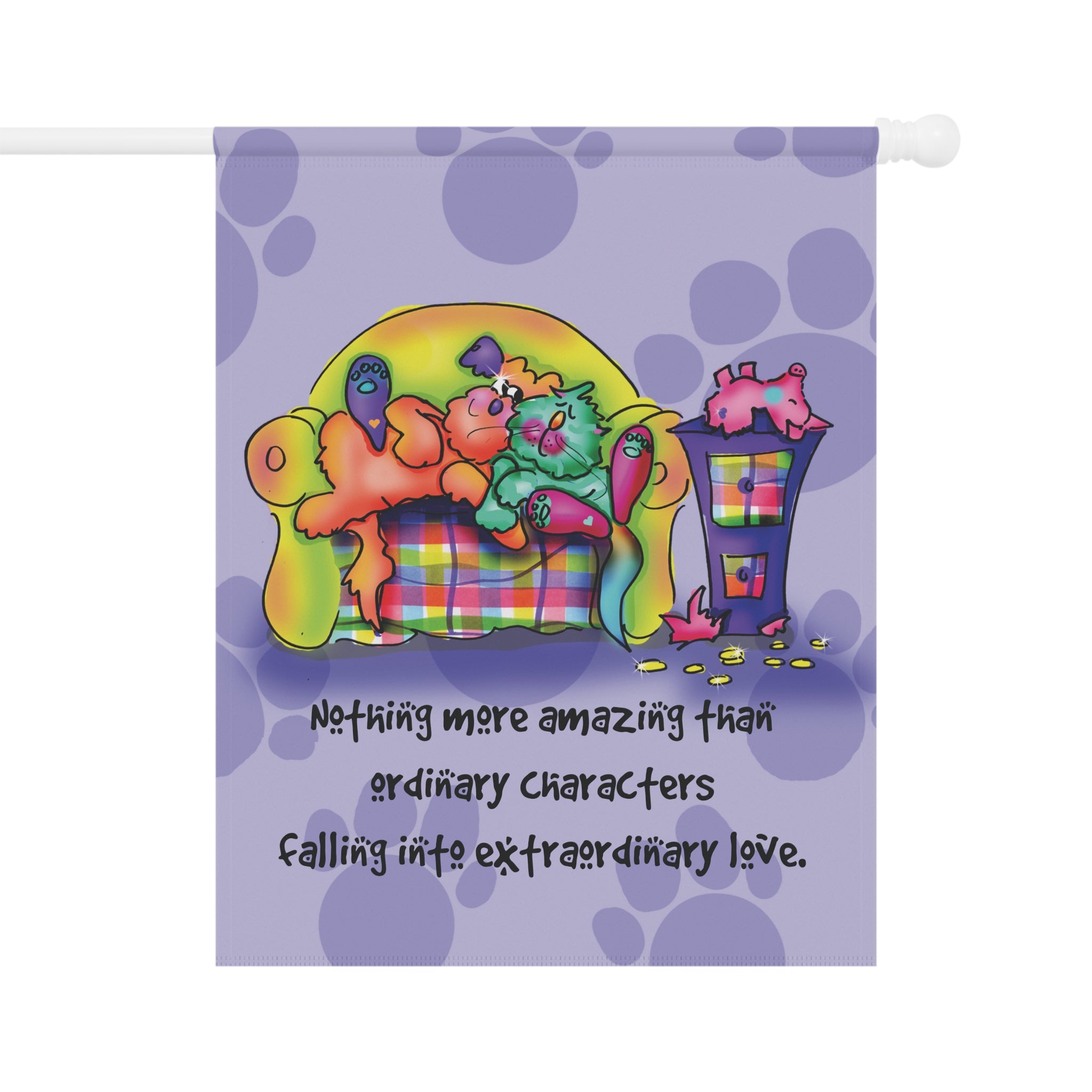 Cartoon Love Whimsy Garden Flag