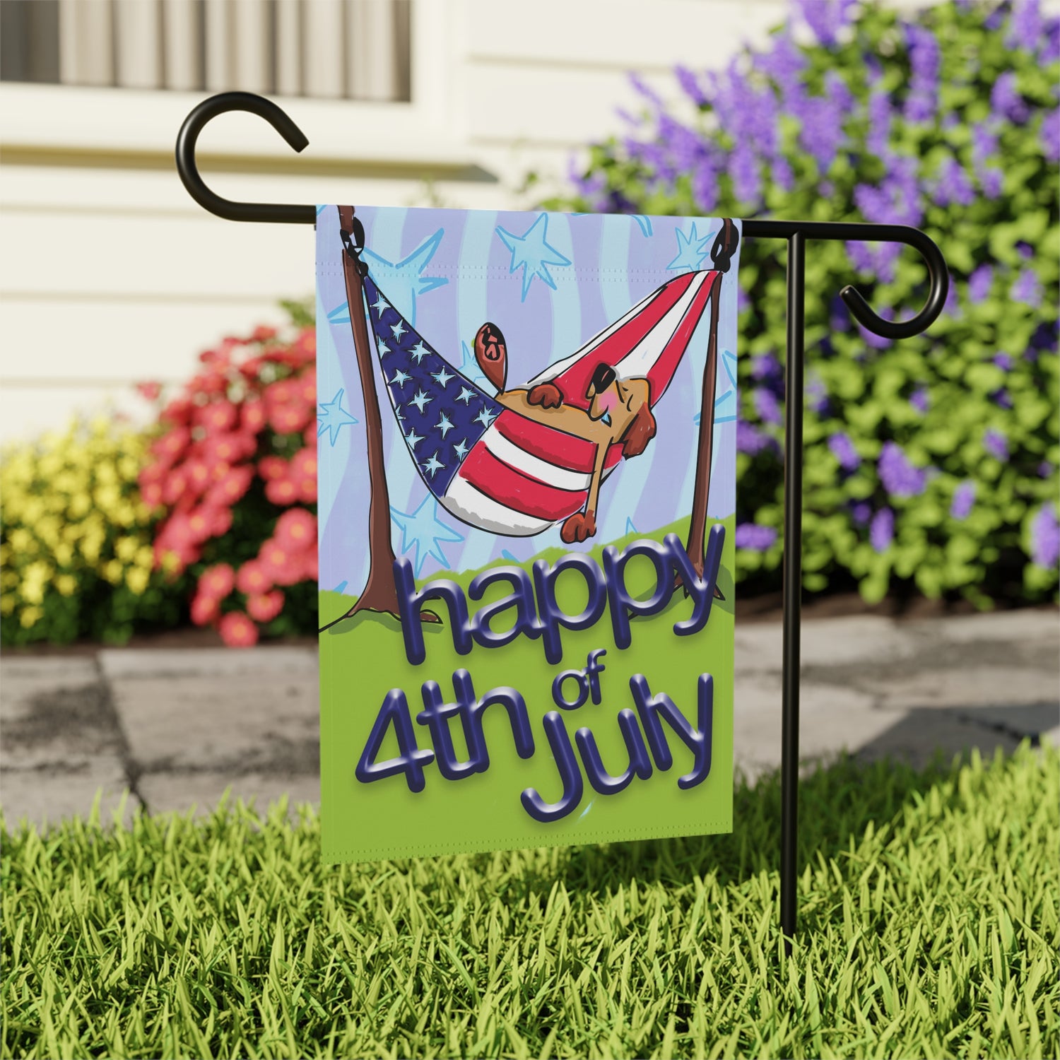 Patriotic Pooch Garden Flag and House Banner