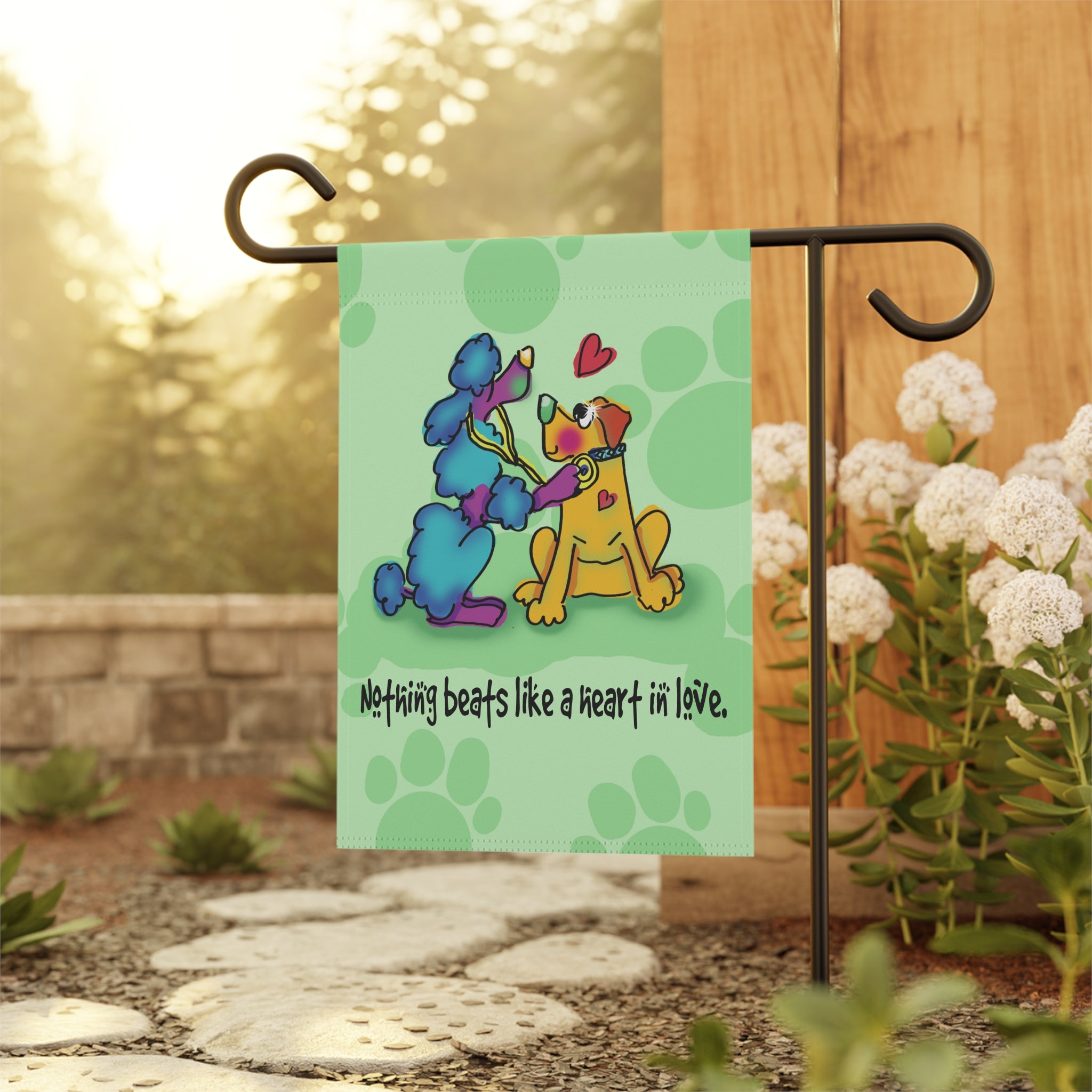 Woofy Whimsy Heart Double-Sided Garden Flag and House Banner