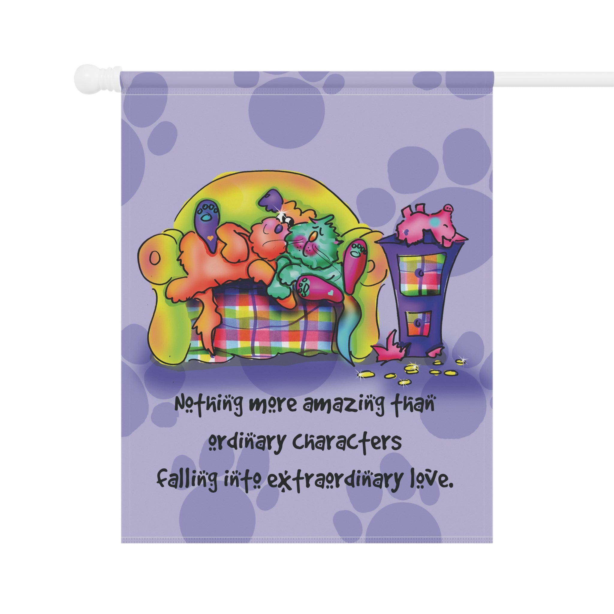 Cartoon Love Whimsy Garden Flag