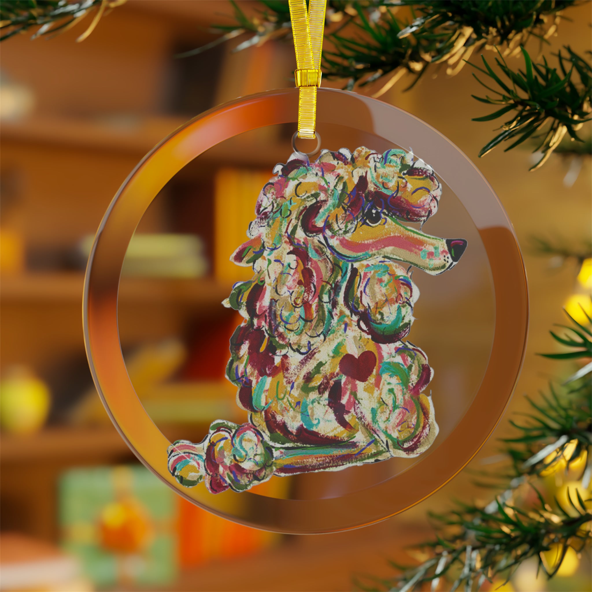 Poodle Glass Ornaments