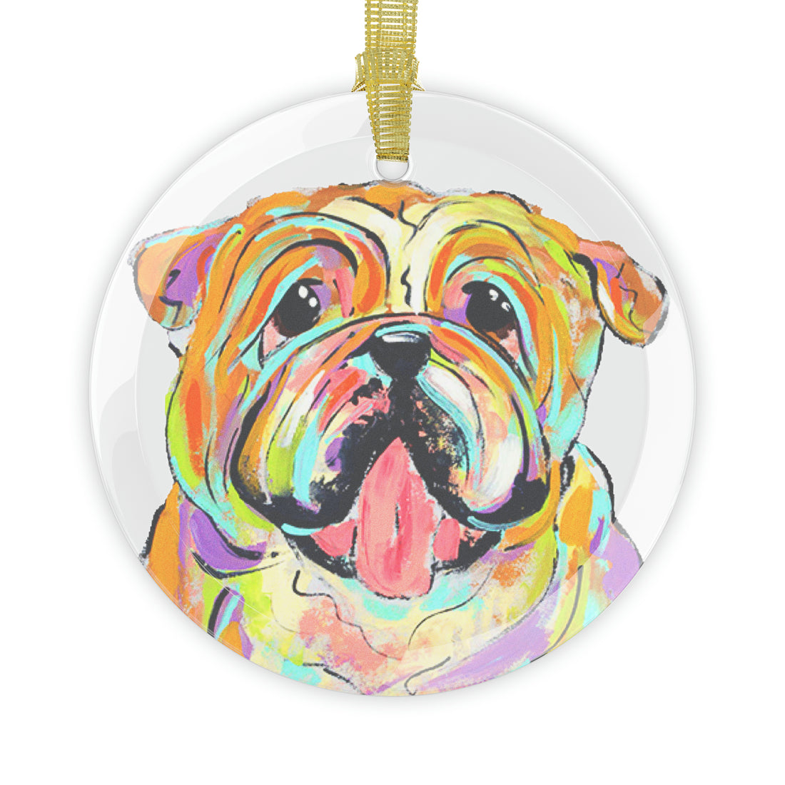 English Bulldog Glass Ornament