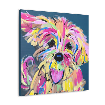 Colorful Happy Dog Face Painting by Pet Artist Debby Carman - Premium Canvas Artwork for Pet Lovers