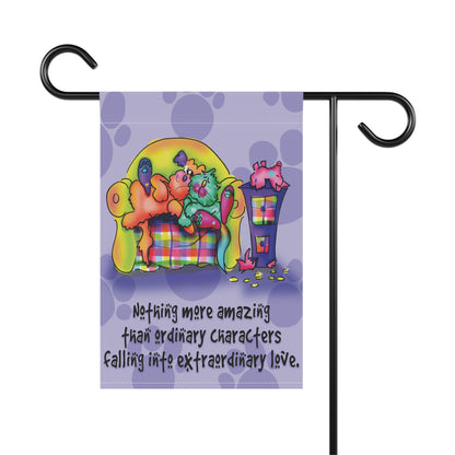 Cartoon Love Whimsy Garden Flag