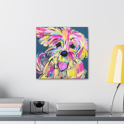 Colorful Happy Dog Face Painting by Pet Artist Debby Carman - Premium Canvas Artwork for Pet Lovers