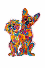 Maltese and Frenchie colorful friendship giclee