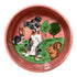 Hand-painted ceramic bowl featuring a Border Collie and woodland animals in a forest scene, part of the "Animal Companions" Collection, bringing a storybook charm to your pet&