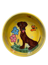 Large Chocolate Labrador Ceramic Bowl butterflies and flowers
