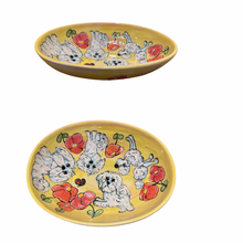 Coton de Tulear, Maltipoo and Poodle in the house serving bowl platter