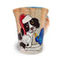 Festive 12oz ceramic mug featuring an English Springer Spaniel in Christmas attire, surrounded by holiday lights and snowflakes