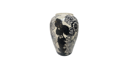 Black and White flowers with dogs