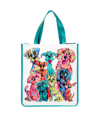 Rear view of the 'Rainbow Palz' tote, presenting a continuation of the whimsical canine art