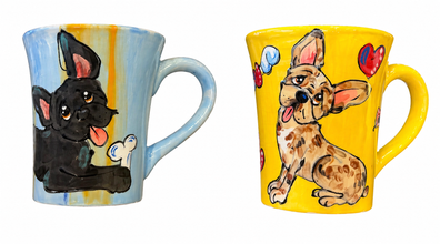 Black French Bulldog mug with bones