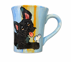 Black French Bulldog mug with bones