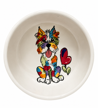 Yorkie Rainbow Palz™ bowl heart flower