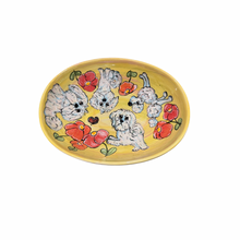 Coton de Tulear, Maltipoo and Poodle in the house serving bowl platter