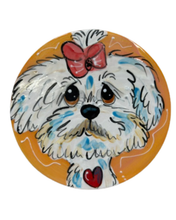 Maltese and Bichon  Ceramic Circle Face plaque