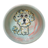 Artisanal ceramic bowl with a tranquil aqua interior, featuring the endearing face of a poodle with intricate curls and expressive, large puppy eyes. The swirling red and aqua backdrop creates a soothing atmosphere, while the poodle&