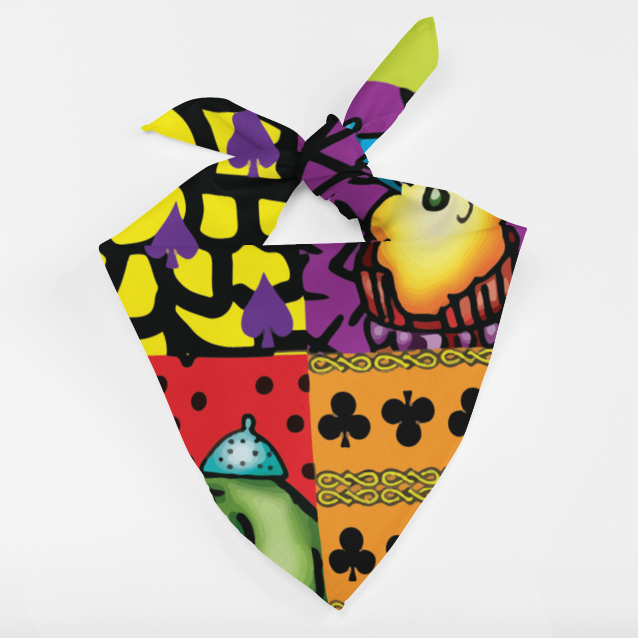 Medium size machine-washable dog bandana with colorful and dynamic designs by Debby Carman from Faux Paw, proudly crafted in the USA.