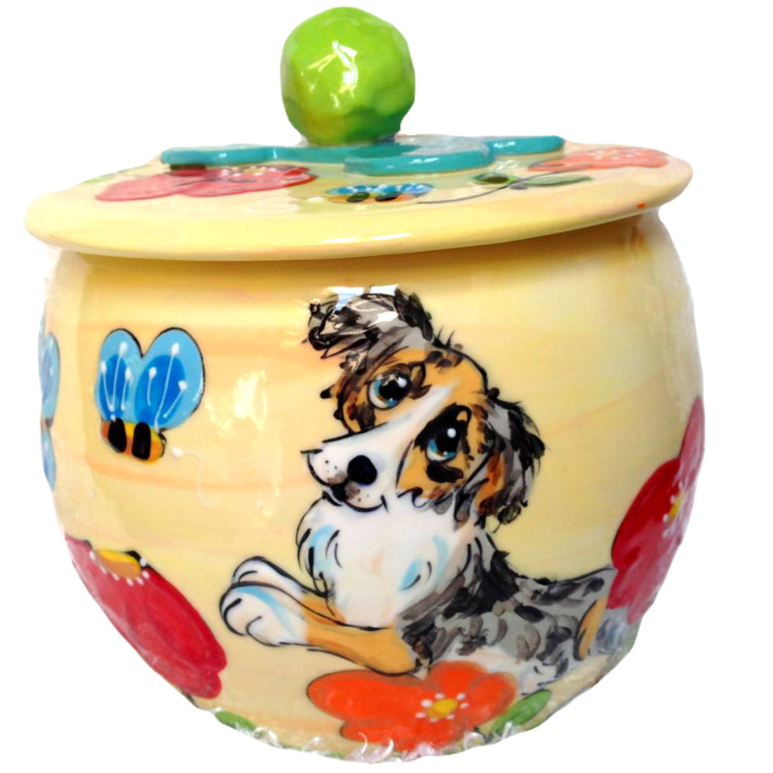 Australian Shepherd Treat Jar Personalized Dog Treat Storage Container by Debby Carman