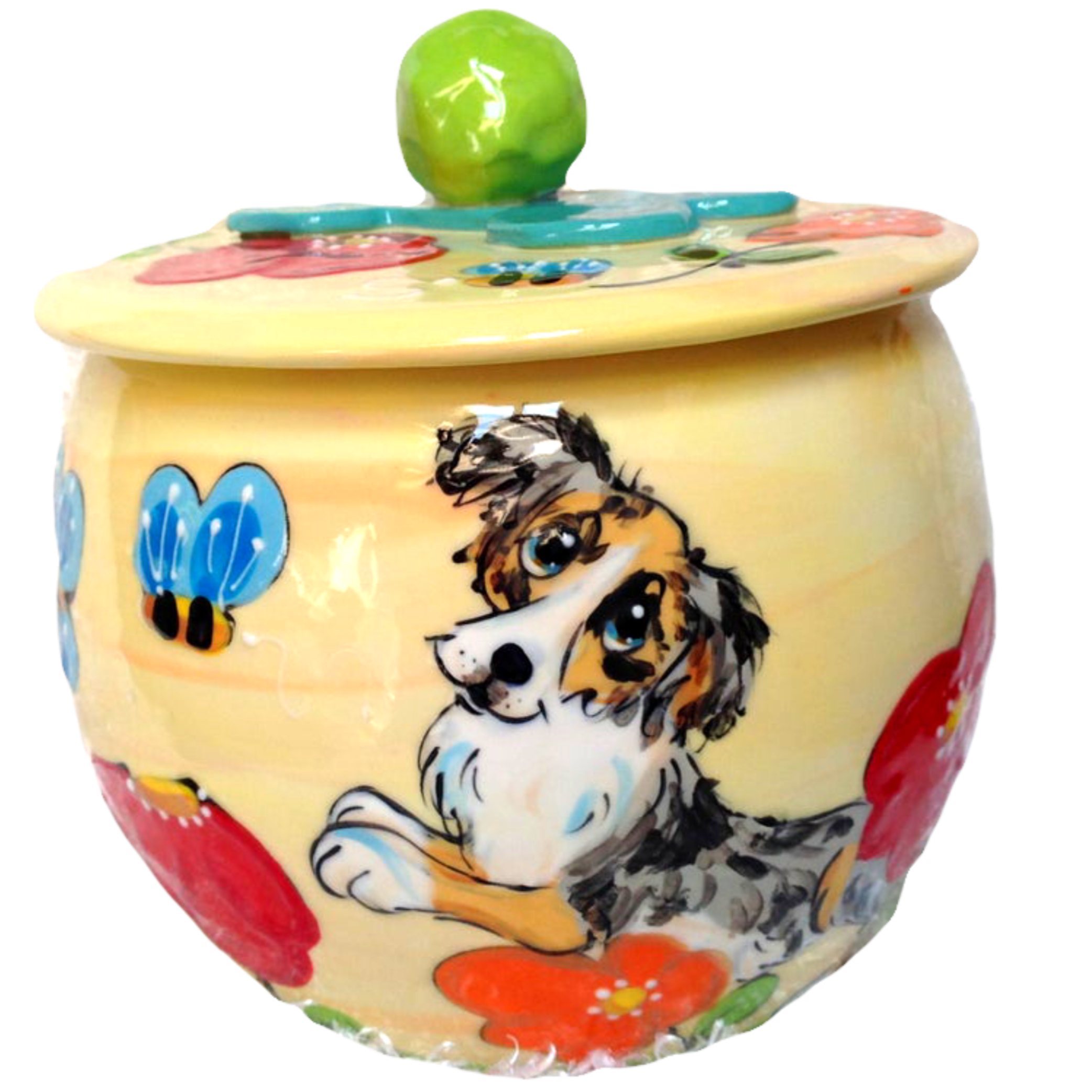 Australian Shepherd Treat Jar Personalized Dog Treat Storage Container by Debby Carman