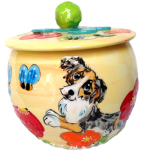 Australian Shepherd Treat Jar Personalized Dog Treat Storage Container by Debby Carman