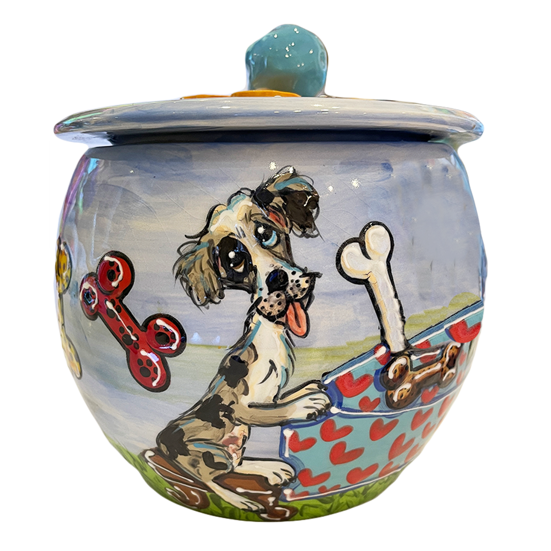 Australian Shepherd Treat Jar Handmade by Debby Carman