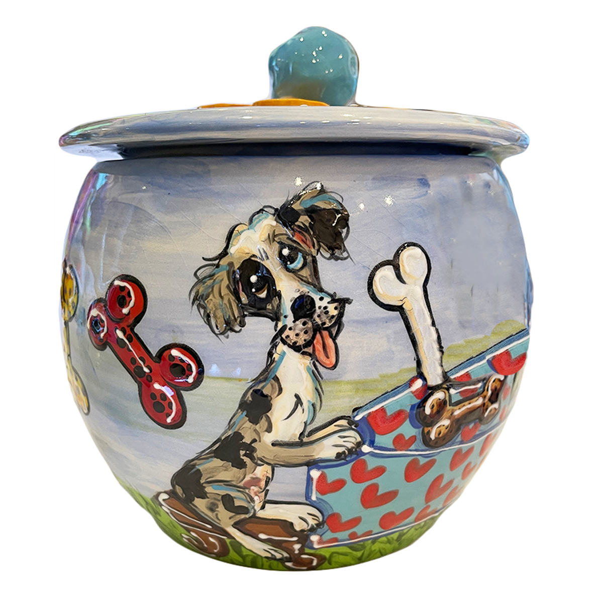 Australian Shepherd Treat Jar Handmade by Debby Carman