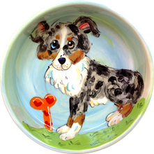 Australian Shepherd beach water dish