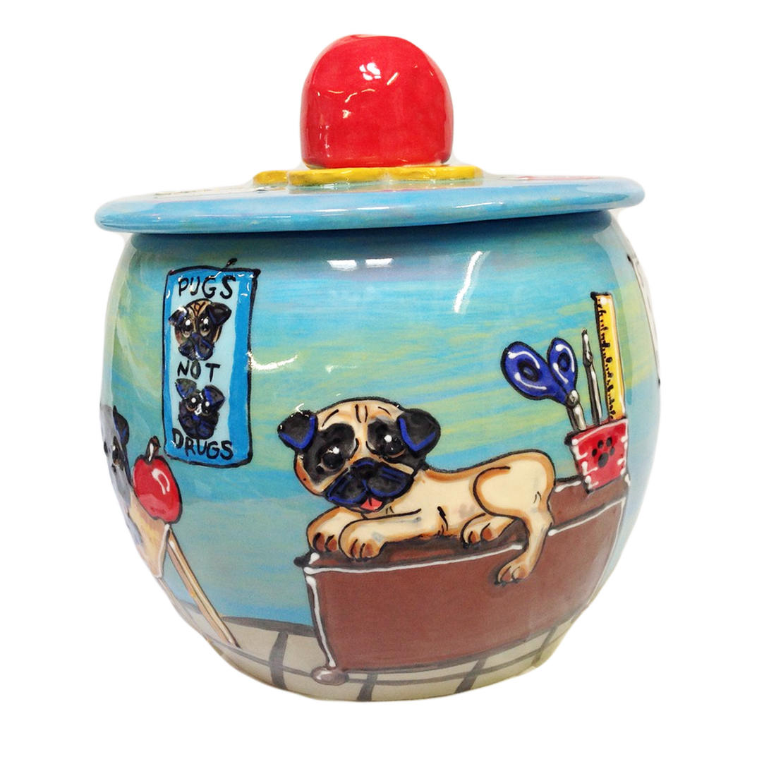 Back to School Pug Treat Jar