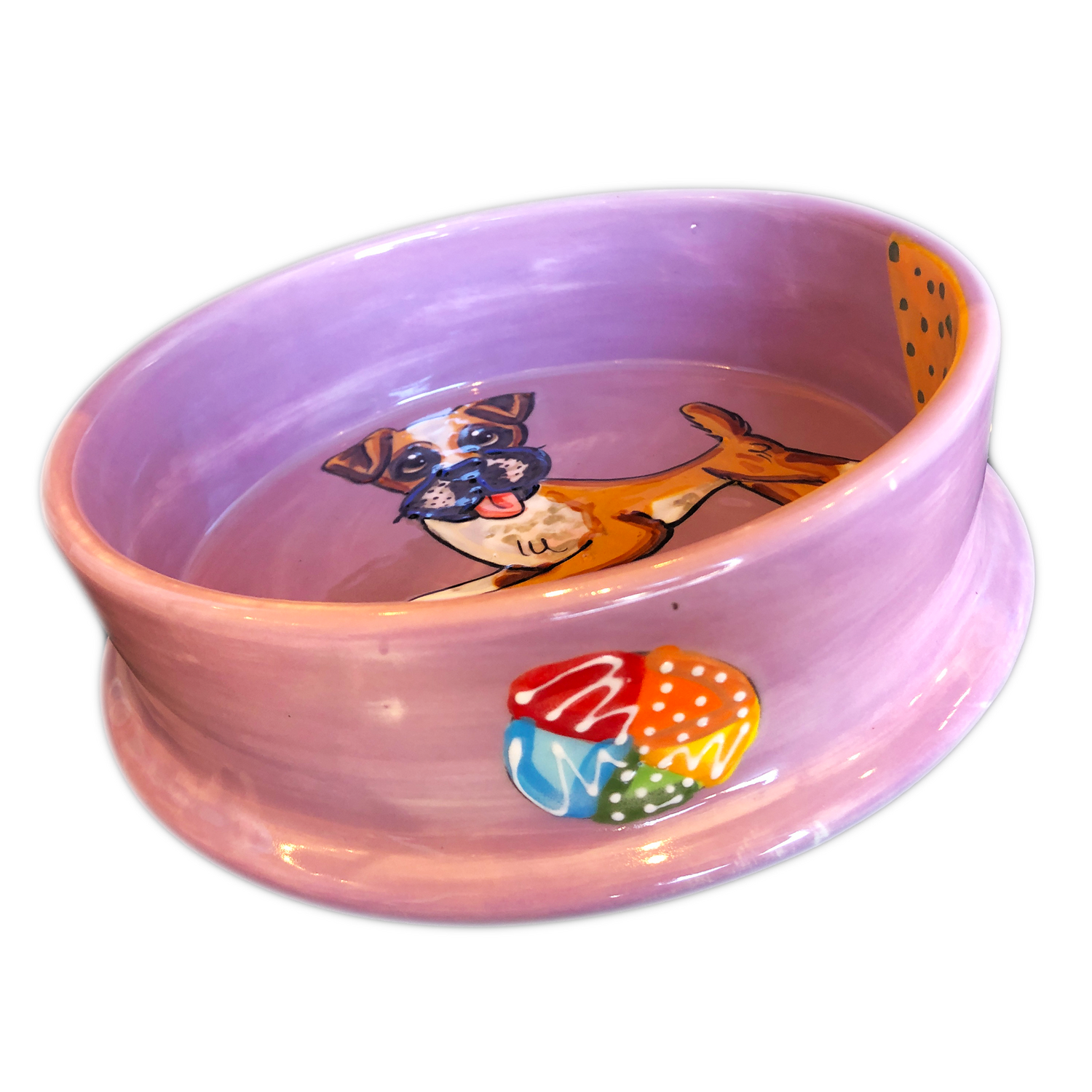 Hand-Painted Boxer Dog Bowl by Debby Carman